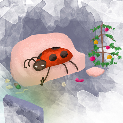 How we spend January. digital art digtalwatercolor handdrowing illustration ladybug watercolor xmas