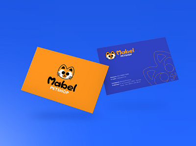 Mabel Petshop business card blue brand brand design business card card cat dribbble flat flat design illustration illustrator orange petshop vector