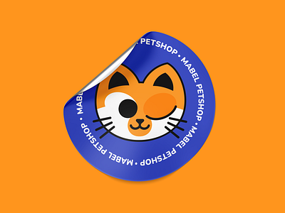 Mabel Petshop Sticker blue brand branding cat design dribbble flat flat design illustration illustrator orange petshop sticker vector