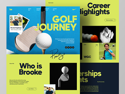 Brook Eagleeye - Professional Athlete Landing Page Website athlete design golf home page landing page modern personal personal branding portfolio website professional sport ui ux web web design website website design