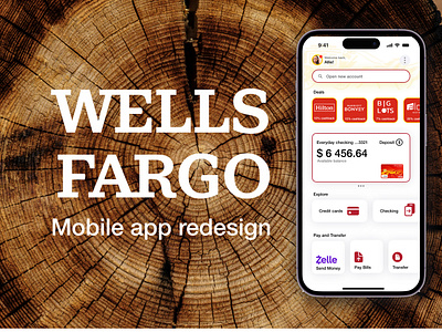 Wells Fargo mobile app redesign design finance mobile bank ui ux