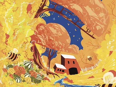 Tête de Courge colorful digital drawing graphic design illustration landscape scenery