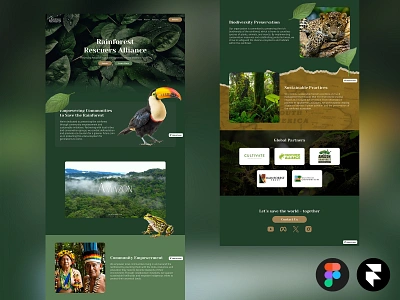 Rainforest Rescuers Alliance - Web Design figma landing page design ui ui design ux design web design website website design