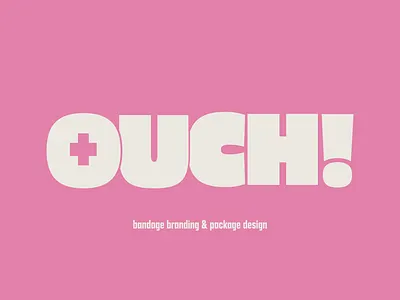 OUCH! Bandage Logo and Package Design bandages bandaids branding logo logo design package design packaging pink vector
