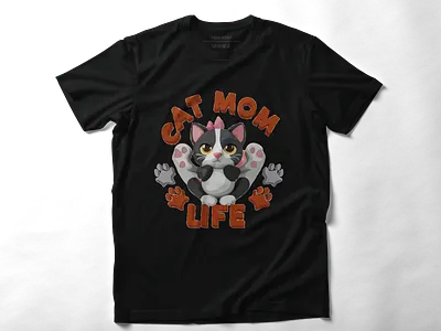 This is a beautiful mom-cat t-shirt design. apearel branding cat t shirt design custom t shirt design graphic design illustration modern t shirt design mom cat offroad t shirt design t shirt design t shirts typography vintage t shirt design