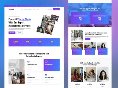 Social Media Marketing Landing Page Website Design advertising creative agency design digital agency figma freelancer home layout homepage influencer landing page landing page ui social marketing social media templates ui website agency