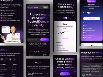 Limitless - Hosting Services Landing Page Responsive cloud cloud hosting domain host hosting hosting website landing page mobile mobile responsive pricing responsive responsive design server server hosting ui vps web design web hosting website