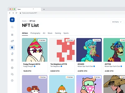 Tyree - NFT Marketplace Dashboard crypto crypto art cryptoart cryptocurrency dark dark mode dashboard design eth ethereum nft nftart ui web app webapp website