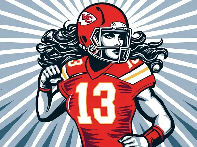 Football Girl Power adobe illustrator branding changethethought chiefs football girl power graphic design illustration kansas city chiefs sports branding sports illustration super bowl swift taylor swift vector art vector illustration womens football