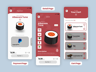 Sushi App - UI UX Design app athar beranda branding design food app food app ui mobile app ui ux