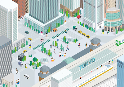 Walk around Tokyo Innovation base adobe illustrator city isometric isometric illustration map tokyo vector