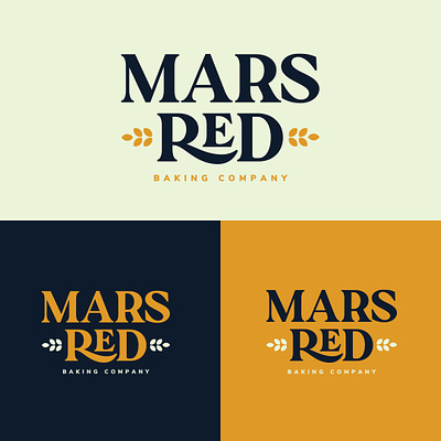 Mars Red Baking Co. Logo Concept baking branding bread leaves logo mars red
