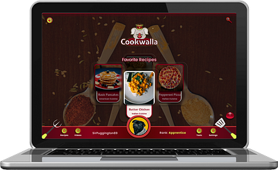 "Cookwalla" Homescreen app design branding case study cookbook gamified graphic design logo mockup product design recipe app ui ui design user experience user interface ux ux design web design