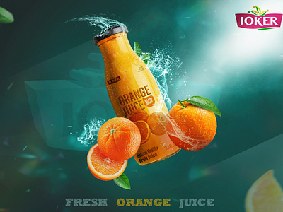 JOKER Orange Juice Product Manipulation / Advertising Design 3d a3 poster advertising branding design design trends digital experience graphic design illustration logo product product design product manipulation realistic design