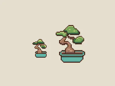 Pixel bonsai tree illustration used as blog thumbnail for 2D lighting article