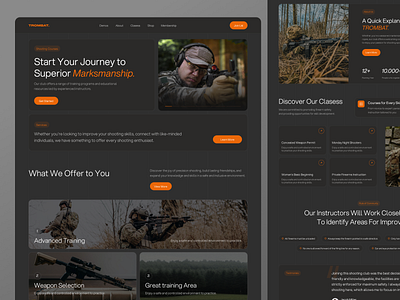 Trombat - Marksman Community Website🏹 branding clean design landing page man marksman military nice shoot ui uiux web design website