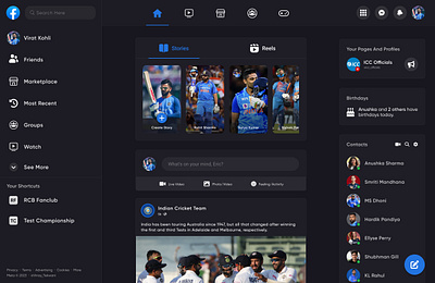 Facebook webSite Design concept creative dark mode facebook meta redesign rohit trending ui design ux design webpage
