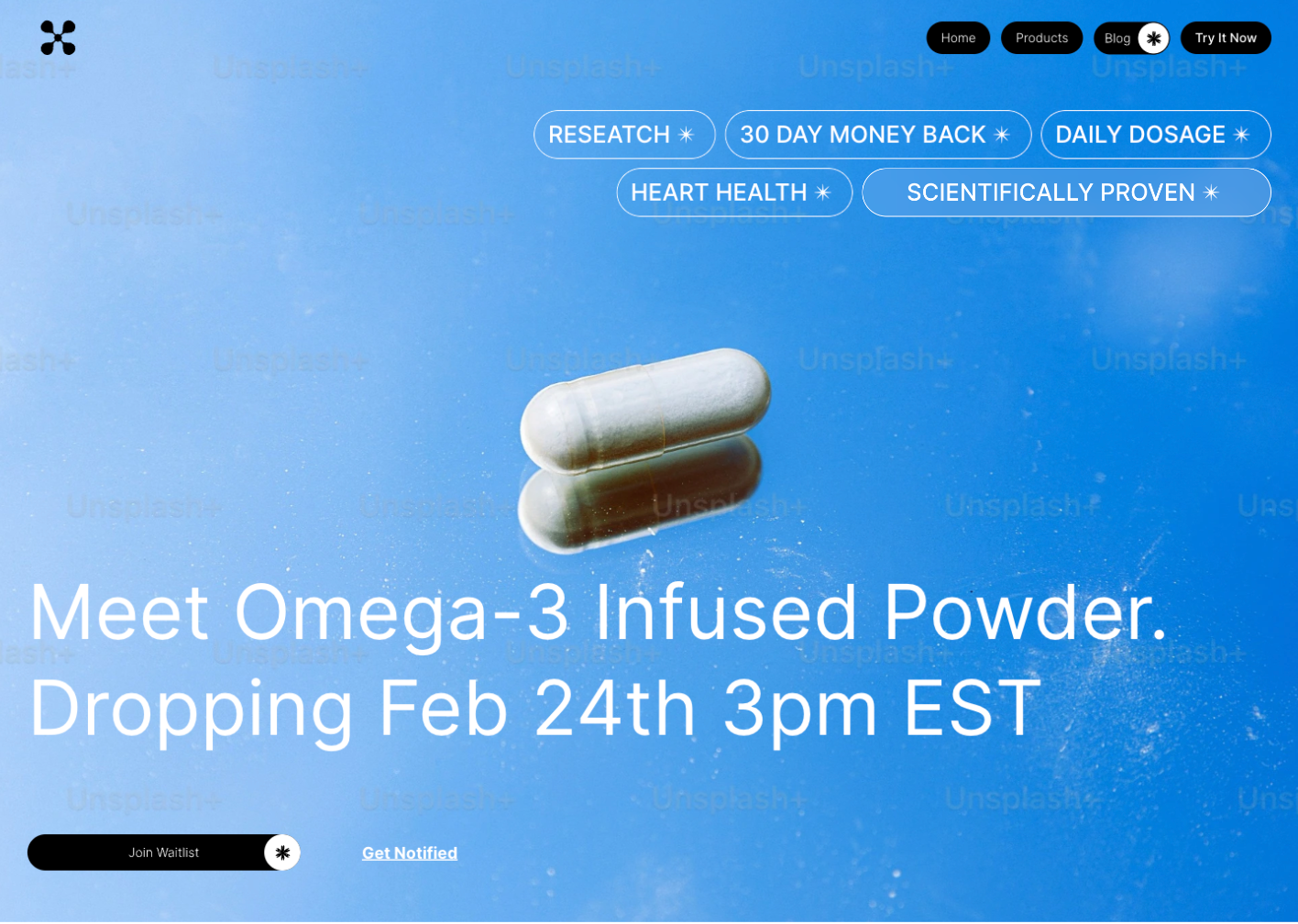 Health Supplement Landing Page ui