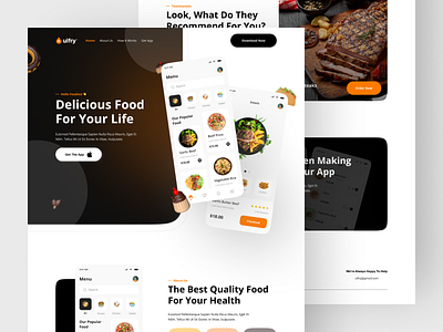 Food Appp Promo Landing Page analytics app ui branding cards design figma graphic design illustration logo ui