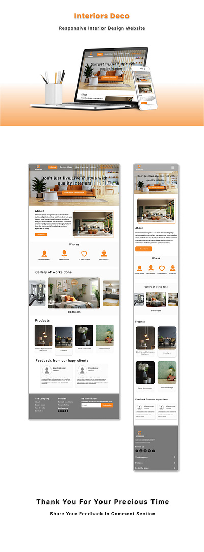 INTERIORS DECO | RESPONSIVE WEBSITE DESIGN | UI DESIGN figma landing page landing page design responsive ui uiux user interface web design website design