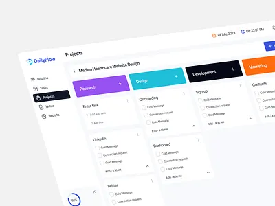 Projects breakdown | Task Management Web App | Dailyflow management app product design project creation task management ui design user experience ux design web app web app ui web application web ui