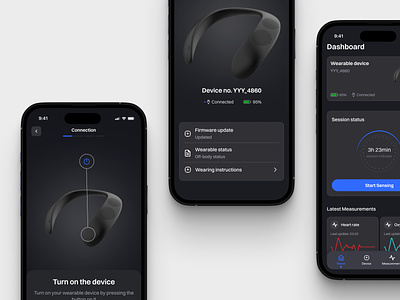 Device connection screens. Dashboard with medical stats. app design charts dashboard ui design device connection doctor health health app health tracking heart rate medic medical app minimalism mobile mobile dashboard mobile design patient product design ui ux