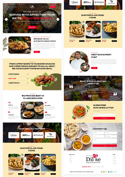Dil se figma food graphic design hotel food illustration landing page restaurant sketch typography web design