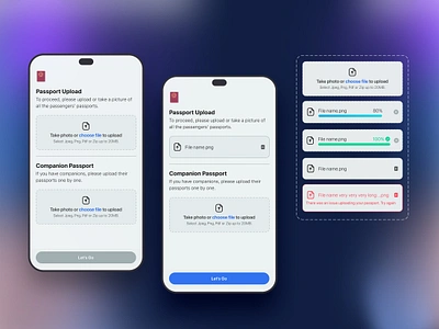 Passport Upload Mobile Interface cleandesign minimal upload ui mobileupload passport ui upload upload user interface uploadpassport ux