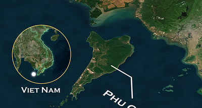 Locator Map: Satellite-Style with Moving Water (Phu Quoc Island) ae after effects animation cartography geolayers geolayers3 maps motion design motion graphics phu quoc vietnam