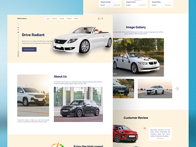 Radiant Motors || Modern Landing Page Design for Car Shops auto shop automobile buy car shop ecommerce home page landing page maintenance market place online market product purchase search car shopping transport ui design ux design vehicle web website