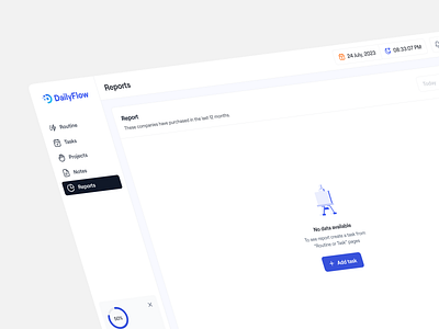 Report Empty state | Task Management Web App | Dailyflow empty state management ui product design report report ui task management task report ui ui design user experience ux design web app web application websitedesign