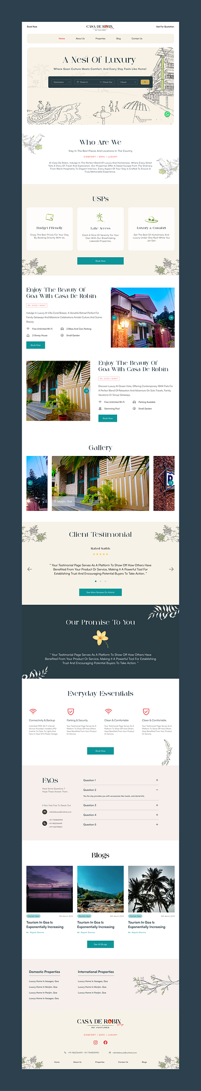 Home Stay Business UI Design branding ui ux website design