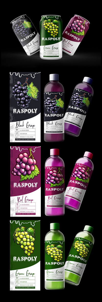 (raspoly) juice cans and bottle label design amazon design amazon product design bottles design box design branding can design design graphic design illustration juice can design label design logo