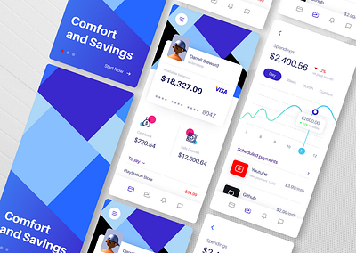 Banking App Concept UI 3d aes aesthetic android animation appmobile blue cool graphic design iphone mobile sky ui white
