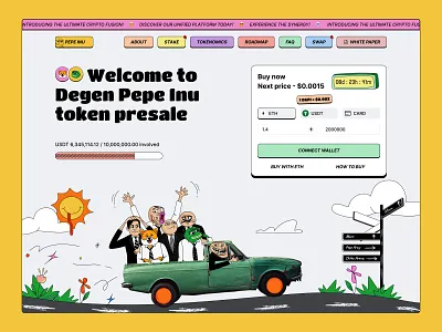 Degen Pepe Inu Fan Token crypto crypto trade crypto website degen design website nft pepe web design website crypto