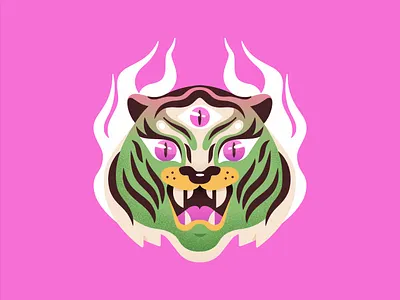 Psychedelic Tiger character characters design illustration illustrator stickermule tattoo tiger vector