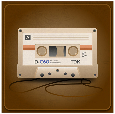 Audio cassette audiocassette illustration ui vintageart vintageillustration