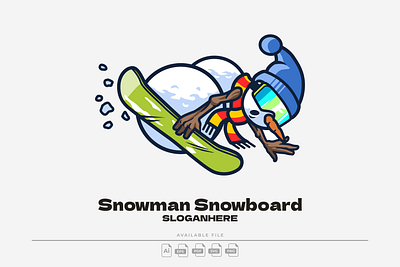 Snowman Snowboard branding cartoon clothing design graphic design icon illustration logo mascot shirt snow snowboard snowman t shirt vector