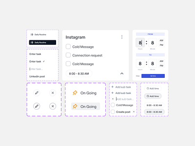 Components | Task Management Web App | Dailyflow card ui cards components management ui product design task management task ui ui card ui design user experience ux design web app web application