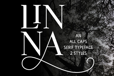 Linna Font all caps book display editorial elegant feminine headlines ligature humanist linna font logo magazine ornaments pua retro serif stencil swash titling typeface vintage