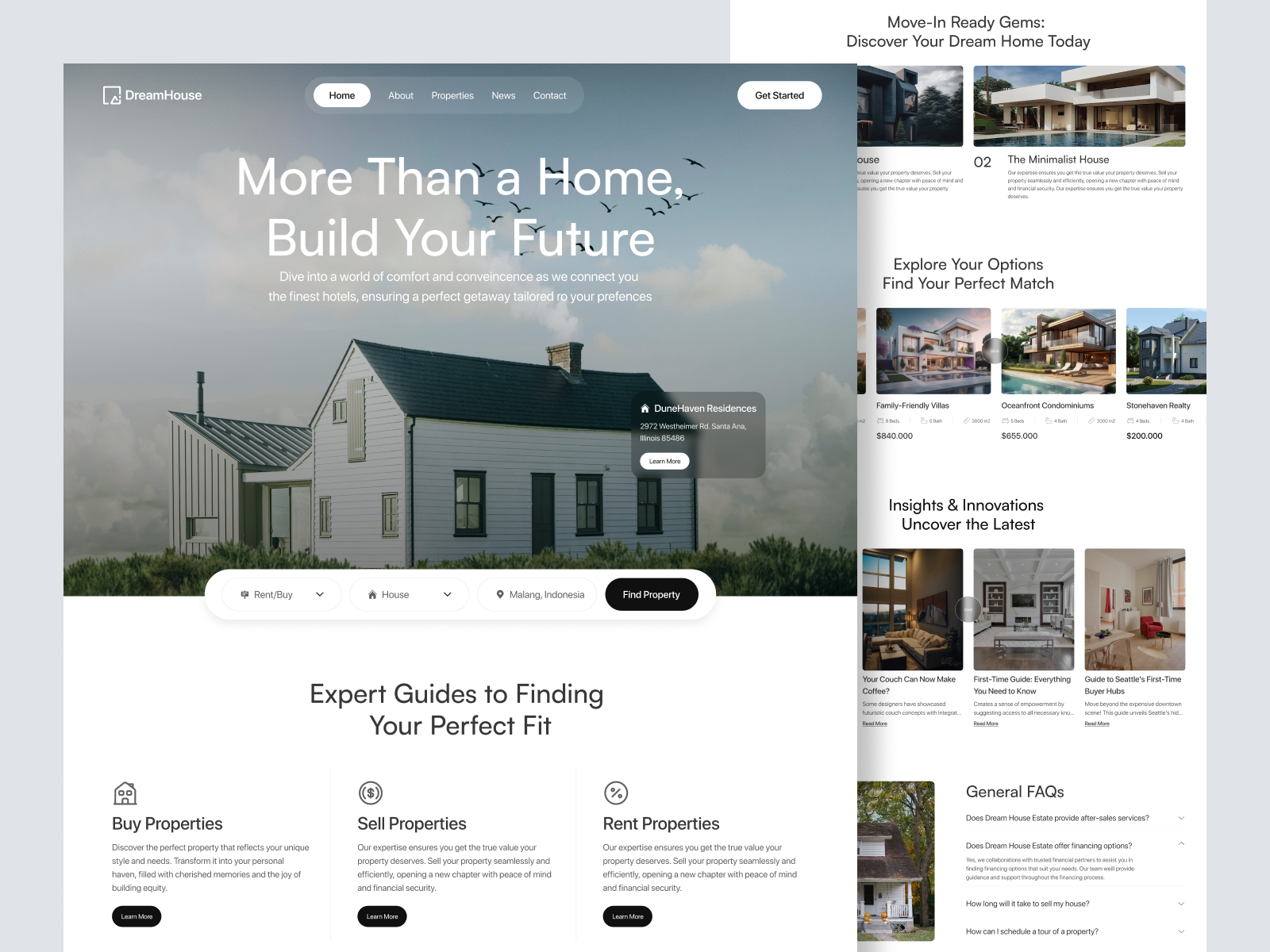 DreamHouse - Real Estate Landing Page airbnb apartment architechture building home building home living hotel hotel booking house house rental interior design landing page property property website real estate real estate agency real estate landing page residence skyscanner villa