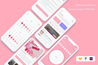 Menstrual Period Tracking App UI Kit 3d app health healthy logo medical medicalapp medicines menstrual period reminder reminderapp ui uikit