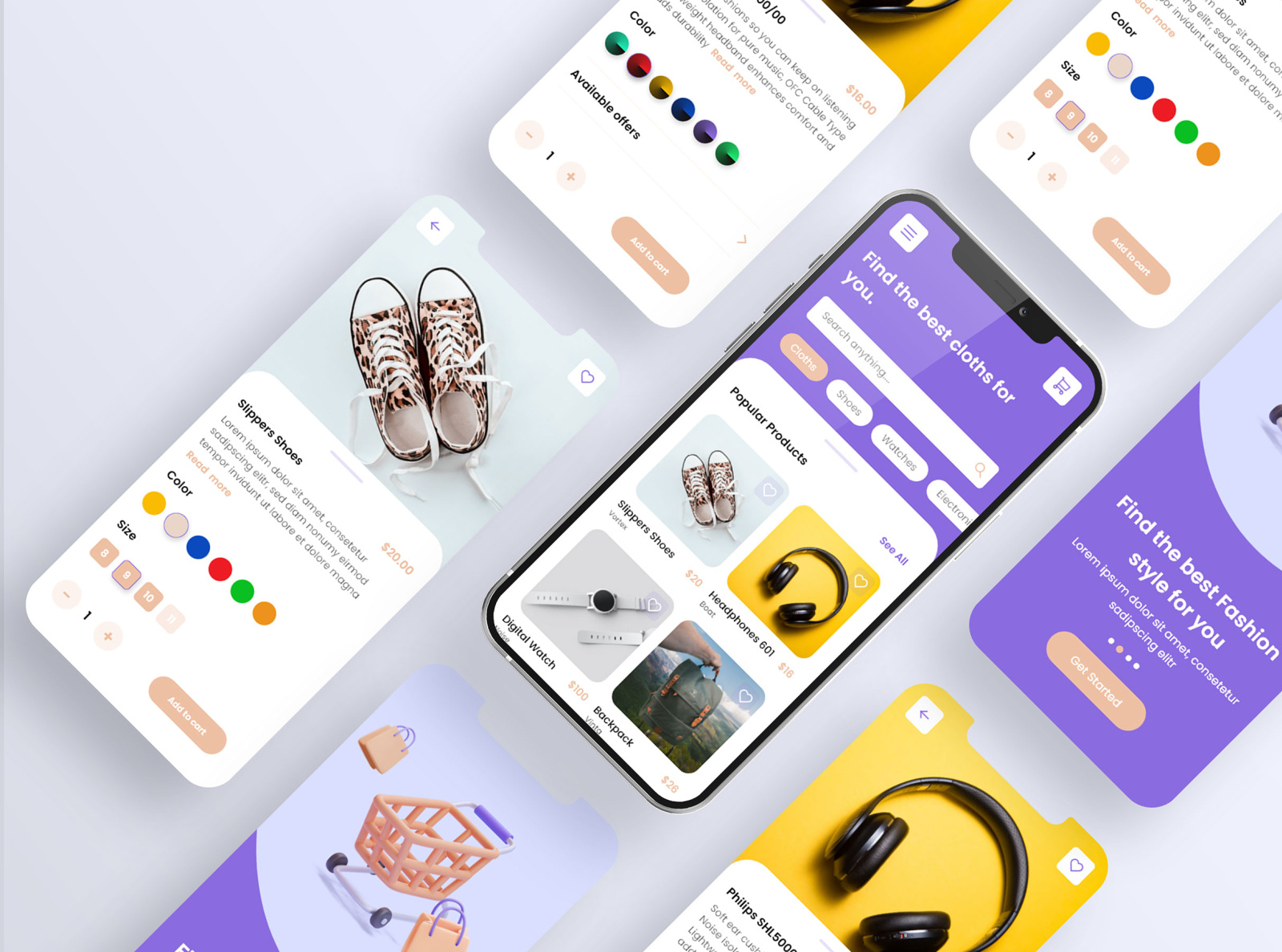 E-commerce Mobile App UI design by Mayur Varotariya on Dribbble