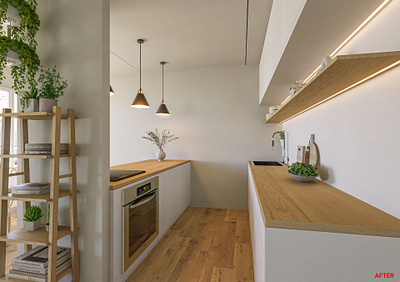 Before /After image (Digital Restyling of the kitchen) 3d adobephotoshop interior lumion render sketchup