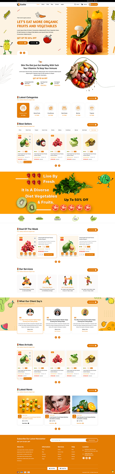 Ecolite - Fruits & Vegitable's Delivering Website ui