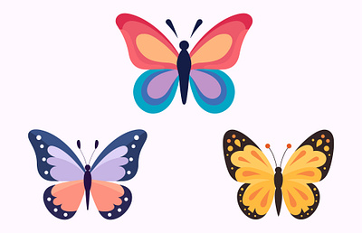 Multi-colored Butterfly Vector illustration set graphic graphic design logo