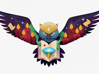 Magic owl art bird book cartoon cut fairy illustration layer magic owl paper print vector