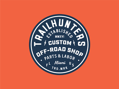 Trailhunters - Badge Design apparel badge branding design labor logo logodesign minimal motorcycle off road parts patch sticker typography