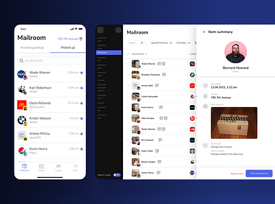 Mailroom app design mobile app product design ui ux uxui web app web design