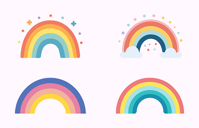 Colored Boho Rainbows vector illustration Set graphic design icon